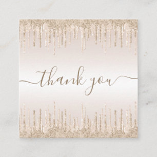 Champagne Glitter Elegant Tack Cream Fyrkantigt Visitkort