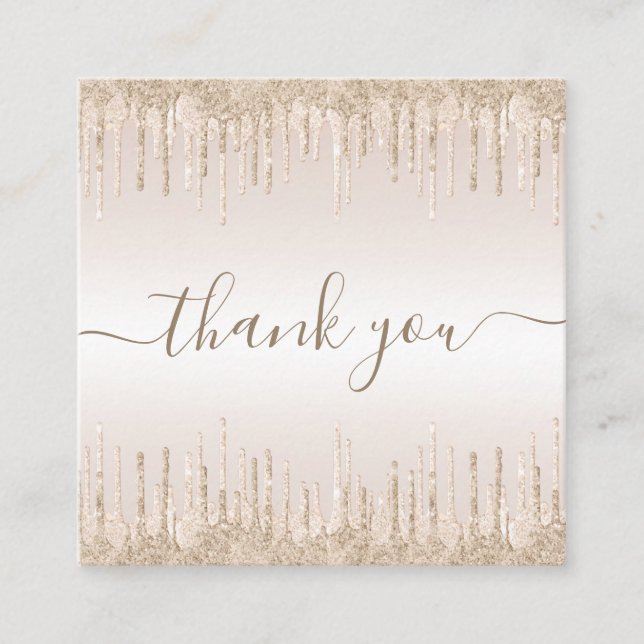 Champagne Glitter Elegant Tack Cream Fyrkantigt Visitkort (Framsida)