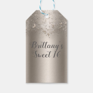 Champagne Glitter Fladder Fjäril Söt 16 Födelsedag Presentetikett