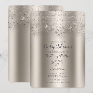 Champagne Glitter Fladdrande Fjäril Baby Shower Inbjudningar