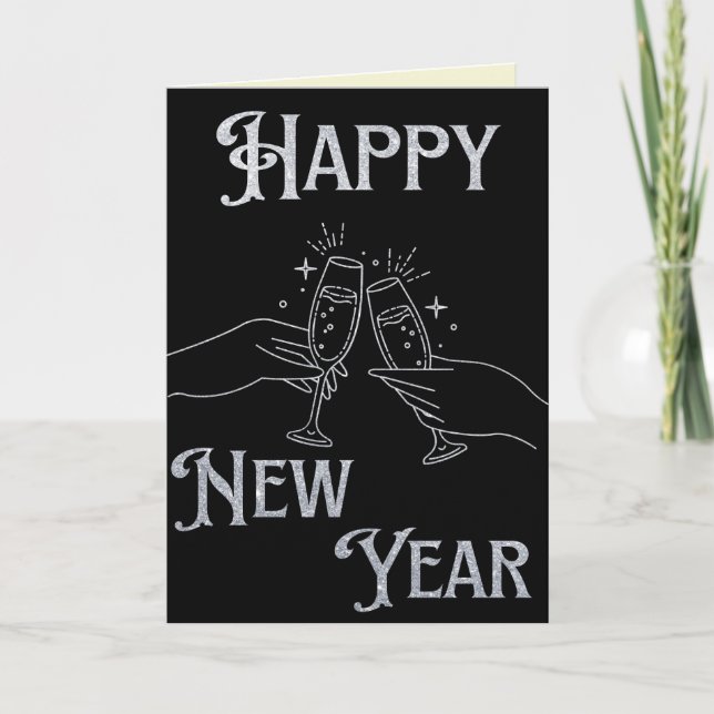Champagne Glitter Gott Nytt År-kort Kort (Framsida)