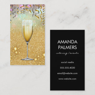 Champagne/Glitter-konfetti/Guld-Gnistra Visitkort