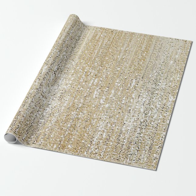 Champagne Glitter Modern Presentpapper (Utrullad)