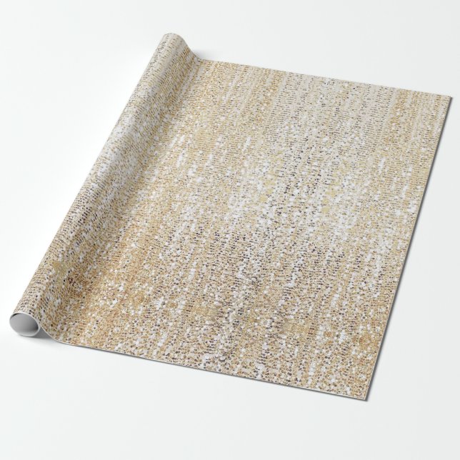 Champagne Glitter Modernt Presentpapper (Utrullad)