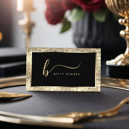 Champagne Glitter Ram-skript Monogram Luxury Visitkort