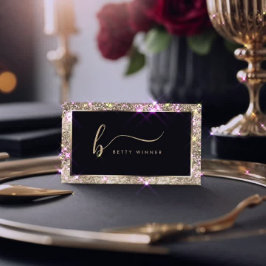 Champagne Glitter Ram-skript Monogram Luxury Visitkort