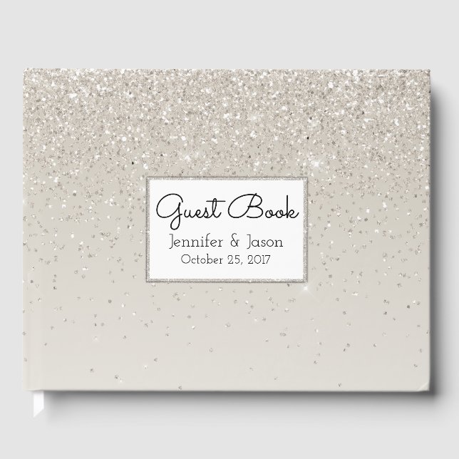 Champagne Glittery Bröllop Guest Bok (Framsida)