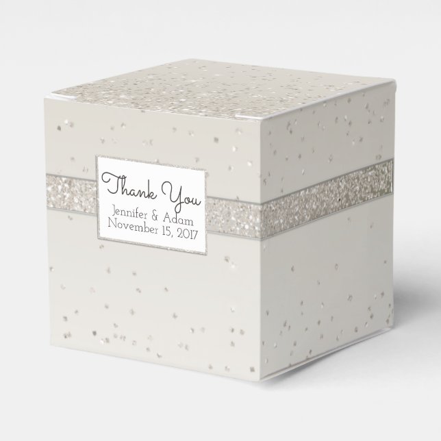 Champagne Glittery Wedding Favor Gift Box Presentaskar (Framsidan Sidan)