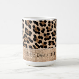 Champagne Glitz Cream Leopard Kaffemugg