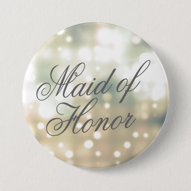 Champagne Glow Maid of honor Button Pin Knapp (Framsida)