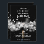 Champagne Gnistra 21:a födelsedagsinbjudan<br><div class="desc">Champagne flaska,  sparkler och dimma ljus mot svart bakgrund,  perfekt födelsedagsfest inbjudan,  inbjudningar till festfester på årsdagen,  inbjudningar till festfirmor med mera. All text,  typsnitt,  färg,  storlekar kan ändras,  klicka bara på länken Anpassa ytterligare. Se MATCHING-objekt i vår butik.</div>