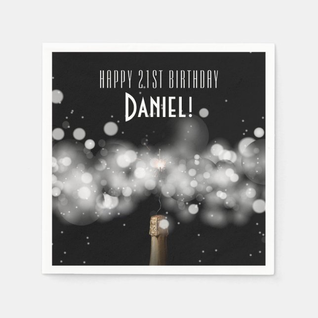 Champagne Gnistra Födelsedagsfest Napkins Pappersservett (Framsidan)