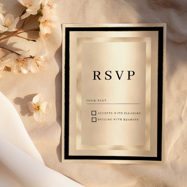 Champagne Gold Black Glamour Luxury RSVP  Inbjudningar (Champagne Gold Black Glamour Luxury RSVP )
