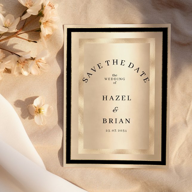Champagne Gold Black Glamour Luxury Save the Date Inbjudningar (Champagne Gold Black Glamour Luxury Save the Date )