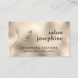 Champagne Gold Foil Line Logotyp Salon Namn Visitkort