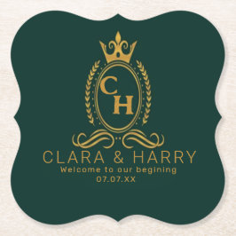 Champagne gold minimal lettering green weeding underlägg papper