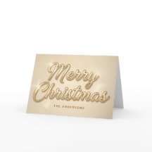 Champagne Gold Script Merry Christmas Card