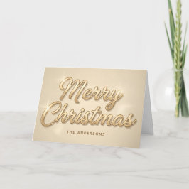 Champagne Gold Script Merry Christmas Card Helgkort