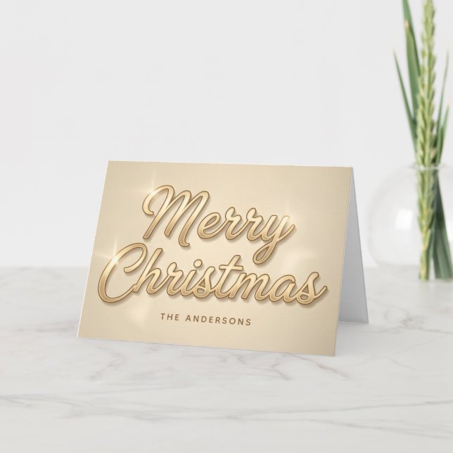 Champagne Gold Script Merry Christmas Card Helgkort (Framsida)