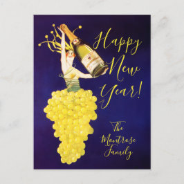 Champagne Grapes New Year Helg Vykort