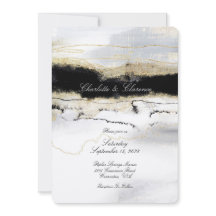 Champagne Guld Black White Watercolor Bröllop