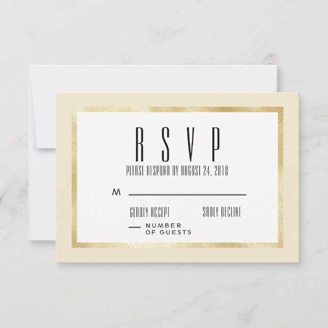 Champagne + Guld Classic Wedding OSA kort (Framsida)