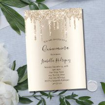 Champagne Guld Dripping Glitter Quinceanera