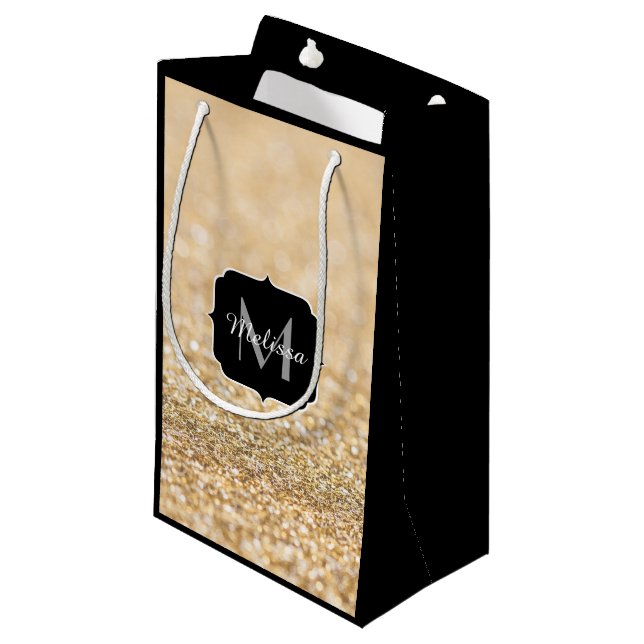 Champagne guld falskt glitter gnistrar Monogram (Framsidan Vinklad)