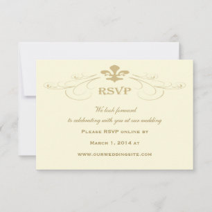 Champagne Guld Fleur de Lis Bröllop RSVP-kort OSA Kort
