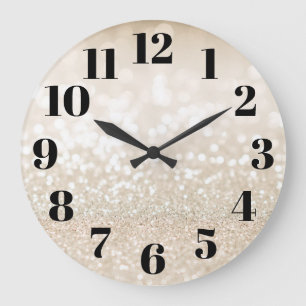 Champagne Guld Glam Bokeh Glitter Stor Klocka
