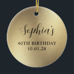 Champagne Guld Glam Foil 40th Birthday Photo Julgransprydnad Keramik<br><div class="desc">Skapa din egen 40-årsdag med ett foto på baksidan. Digitalteckningen har faux foil stil glany guld digital grafik. Konsten inslag skriver ut som ett foto. Om du tar bort fotot på baksidan.</div>