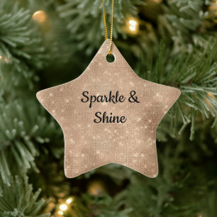 Champagne Guld Glam Gnistra Glitz Julgransprydnad Keramik