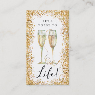 Champagne Guld Glitter Födelsedagsfest Bookmark Visitkort