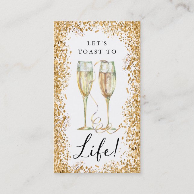 Champagne Guld Glitter Födelsedagsfest Bookmark Visitkort (Framsida)