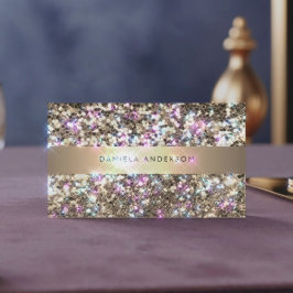 Champagne Guld Glitter Luxury Affärskort Visitkort