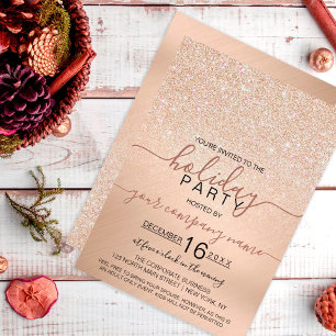 Champagne Guld Glitter Metallic Corporate Helgdag Inbjudningar