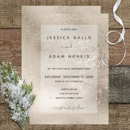 Champagne Guld Glitter Modern Bröllop Inbjudningar