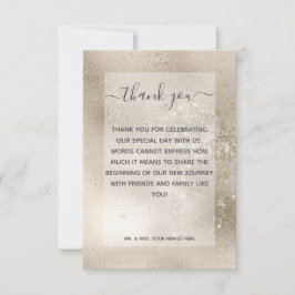 Champagne Guld Glitter Modern Bröllop Tack Kort