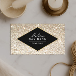 Champagne Guld Glitter och Glamor Event Planners Visitkort