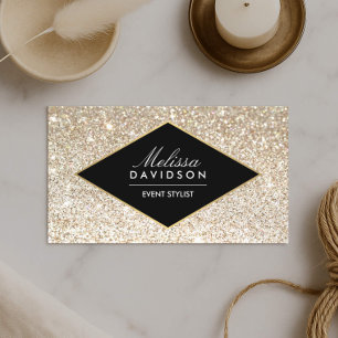 Champagne Guld Glitter och Glamor Event Planners Visitkort