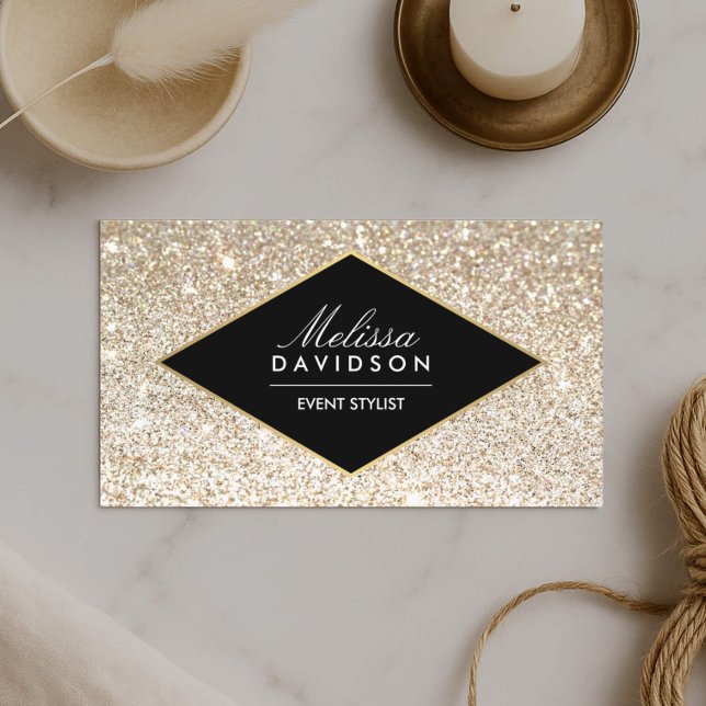 Champagne Guld Glitter och Glamor Event Planners Visitkort (Skapare uppladdad)