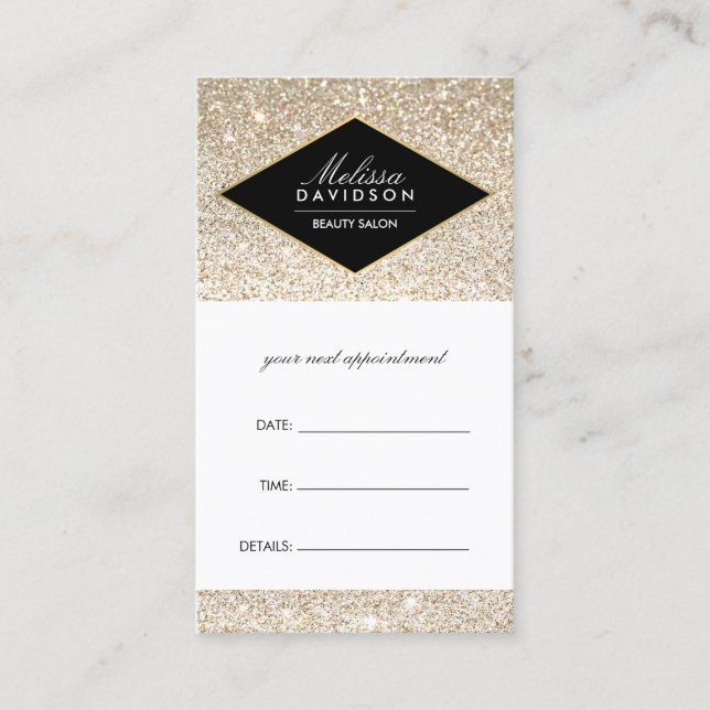 Champagne Guld Glitter och Glamor Möte Tidsbeställning Kort (Framsida)