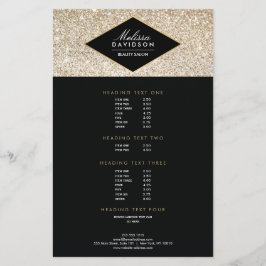 Champagne Guld Glitter och Glamor Salon Flyer