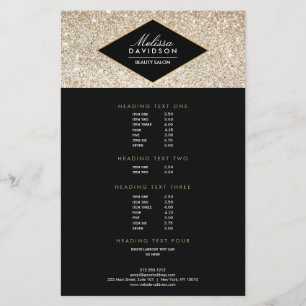 Champagne Guld Glitter och Glamor Salon Flyer
