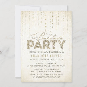 Champagne Guld Glitter Se Bachelorette Party Inbjudningar