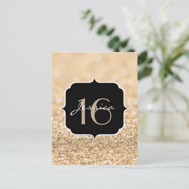 Champagne guld glitter sparkles Sweet 16 Vykort (Stående Fram)