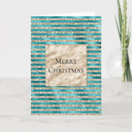 Champagne Guld Glitter Teal Rand Kort