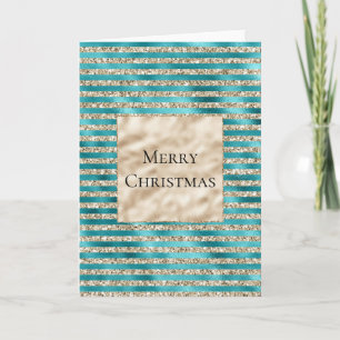 Champagne Guld Glitter Teal Rand Kort
