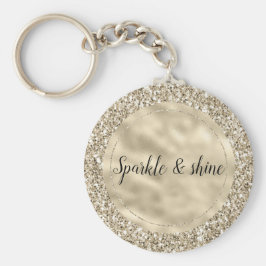 Champagne Guld Glitzy Glitter Nyckelring