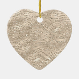 Champagne Guld Glitzy Glitter Zebra tryck Julgransprydnad Keramik